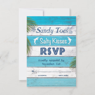 A turquesa Sandy Toes os beijos salgados RSVP