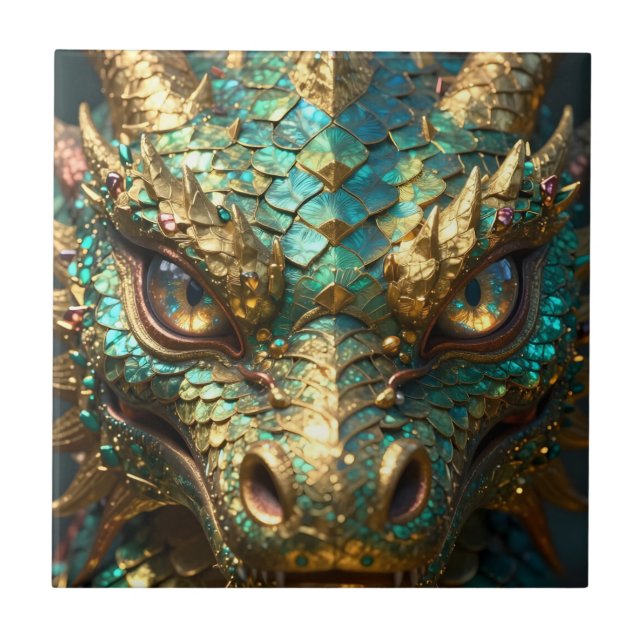 A Turquoise and Gold Dragon Mystical (Frente)