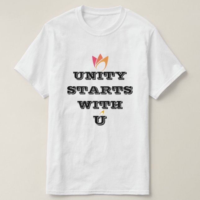 A UNIDADE COMEÇA COM VOCÊ camiseta de grupo person (Frente do Design)