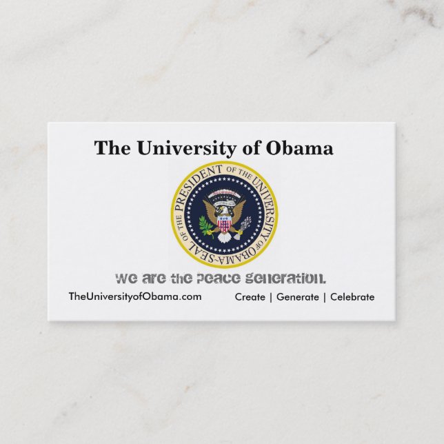 A universidade do cartão de visita de Obama (Frente)