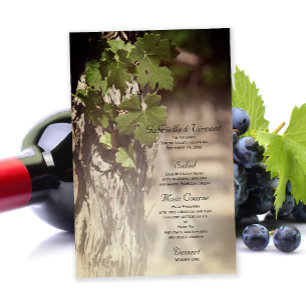 A uva sae do menu do casamento do vinhedo