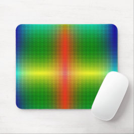 A vibrant mouse pad featuring a symmetrical rainbo
