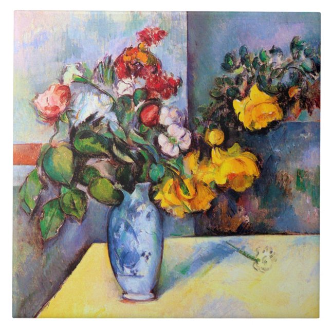 A vida com flores em um vaso, Paul Cezanne (Frente)