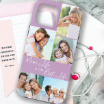 A vida da mãe é a melhor colagem de fotos Lilac<br><div class="desc">A capas de iphone personalizada de 5 fotos, escrita com a Mãe Vida, é a Melhor Vida (editável para Mãe, Mãe, Mãe, Mamãe etc.). O design apresenta uma colagem de fotos personalizada, envolta, com 5 de suas fotos favoritas, que são exibidas como 1 retrato vertical e 4 instagramas quadrados. O...</div>