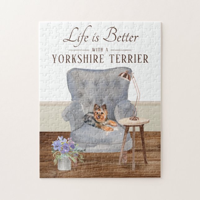A Vida É Com Um Quebra-cabeça DE YORKSHIRE TERRIER (Vertical)