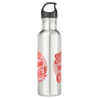 A vida é melhor com a garrafa de água de gatos