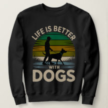 A Vida É Melhor Com Cachorros Suéter Feminino Retr