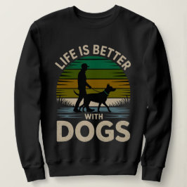 A Vida É Melhor Com Cachorros Suéter Feminino Retr