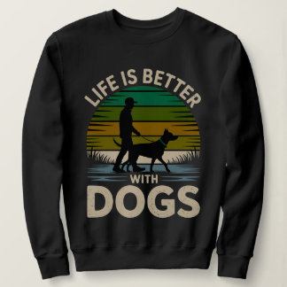 A Vida É Melhor Com Cachorros Suéter Feminino Retr