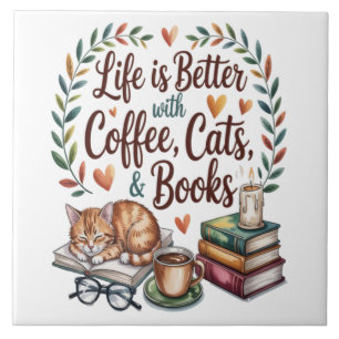 A Vida é Melhor com Café Gatos Livros