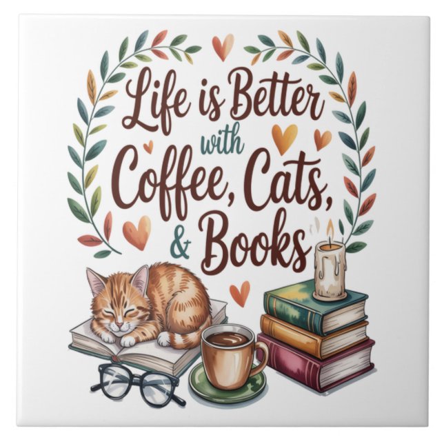 A Vida é Melhor com Café Gatos Livros (Frente)