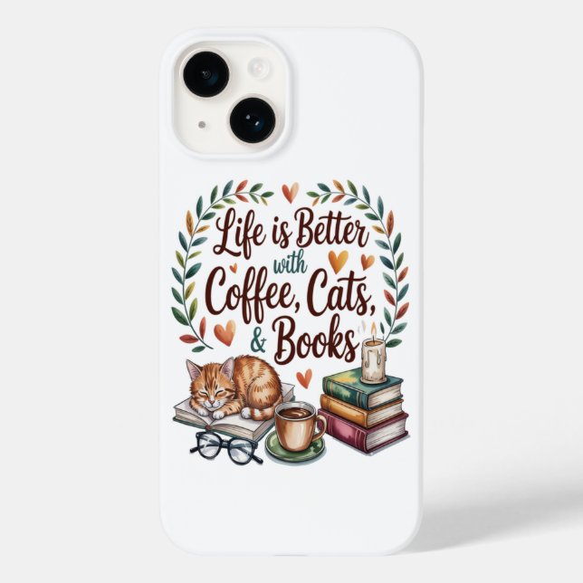 A Vida é Melhor com Café Gatos Livros (Verso)