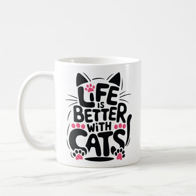 A Vida é Melhor Com Canecas de Gatos | Nós Somos T (Esquerda)