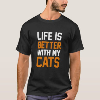 A Vida É Melhor Com Minha Camiseta De Gatos - Gato