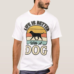 A Vida É Melhor Com Um Cachorro Camiseta Vintage D