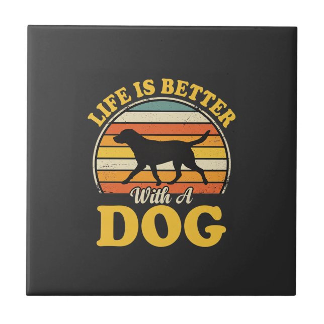 A Vida é Melhor Com Um Cachorro Retro (Frente)