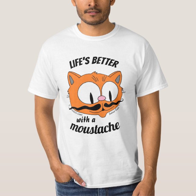 A Vida é Melhor com uma Camisa de Gato de Desenho  (Frente)
