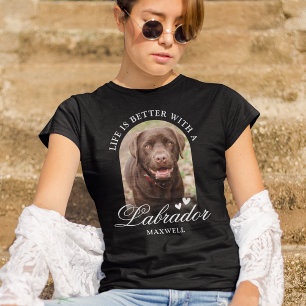 A Vida é Melhor com uma Camiseta de Foto do Cão La