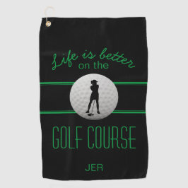 A Vida é Melhor Dama de Golfe Verde e Preto Monogr