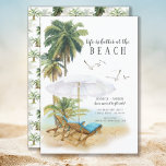 A Vida É Melhor No Anúncio De Movimentação Da Prai<br><div class="desc">Anuncie que se mudará para seus amigos e família com nossa vida é melhor no cartão de praia. Nosso anúncio em movimento tropical apresenta cadeiras de salão azul com guarda-chuva solar com palmeiras e gaivotas</div>