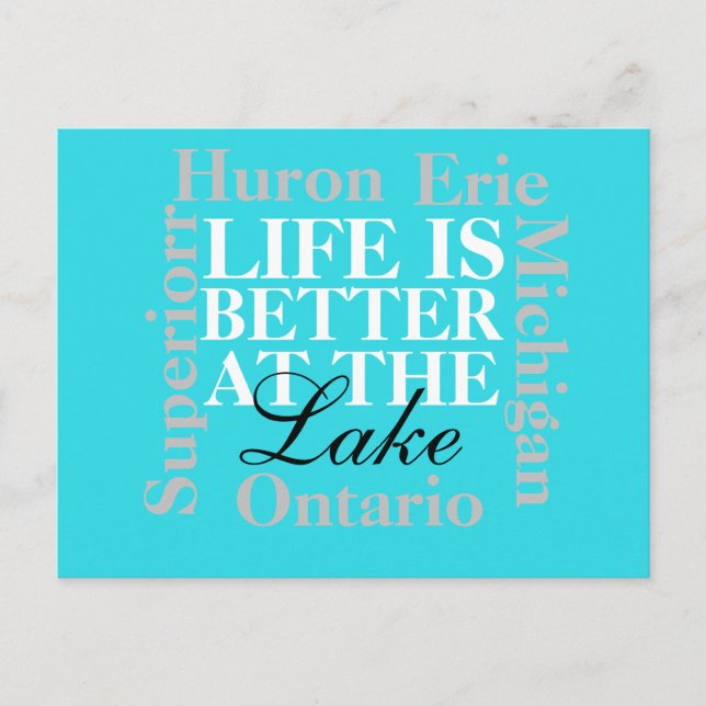 A vida é melhor no lago do cartão postal (Frente)