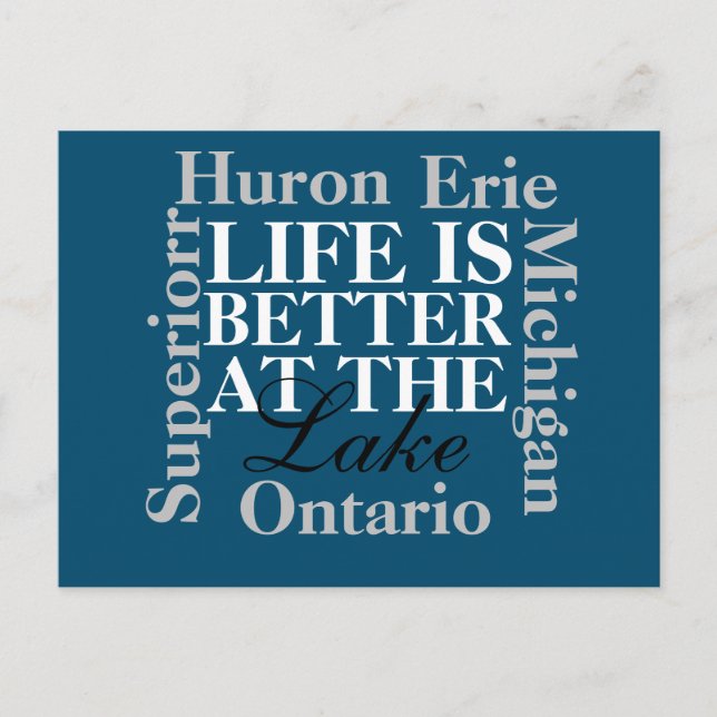 A vida é melhor no lago do cartão postal (Frente)