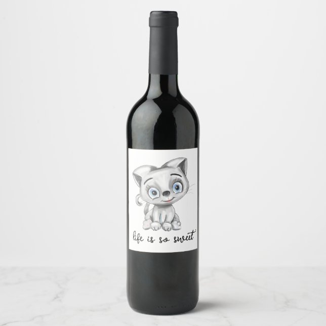 A Vida É Tão Doce, Engraçada Etiqueta De Vinho De  (Frente)