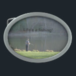 A vida é um cinto de pesca Sua FOTO<br><div class="desc">A vida é uma fotografia de pesca de um homem pescando num belo Primavera no lago do parque. Clique para personalizar texto ou carregar sua própria imagem. Fotografia original de TamiraZDesign.</div>