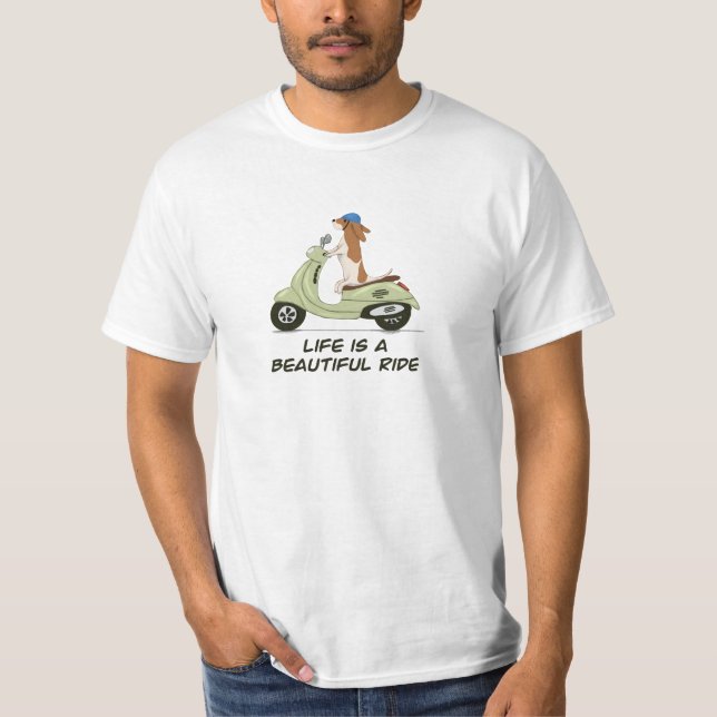 A vida é uma bela carona - Cachorro na camiseta Ve (Frente)