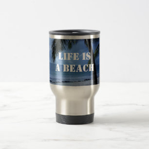A Vida É Uma Praia Caneca de Viagem