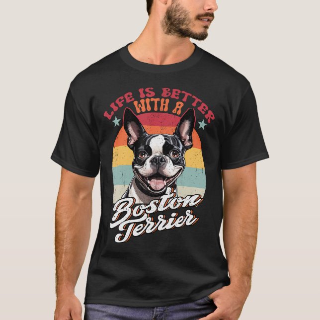 A Vida Retro É Melhor Com Camiseta de Mãe de Bosto (Frente)