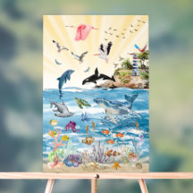 A Vida Selvagem dos Oceanos Arte de Parede em Acrí