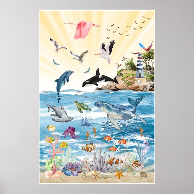 A Vida Selvagem dos Oceanos Arte de Parede Poster (Frente)