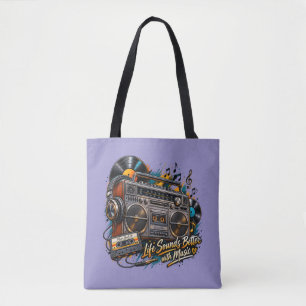 A Vida Soa Melhor com Música – Tote Retro Boombox