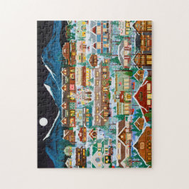 A vila das irmãs sob o quebra-cabeça da lua