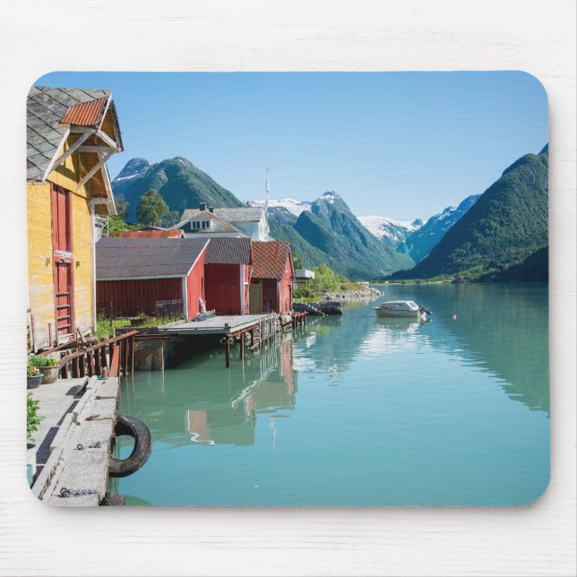 A vila de Fjærland e de mousepad do fiorde, (Frente)