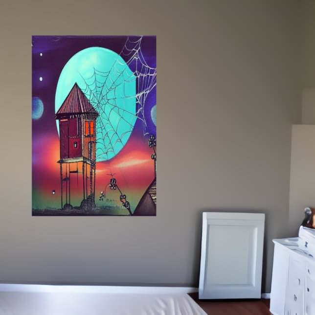 A vila e a lua azul | AI Art Poster (Criador carregado)