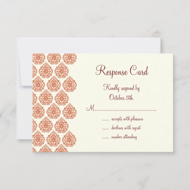 A Vintage Damask RSVP (laranja) (Frente)