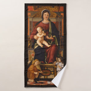 "A Virgem e a Criança" toalha de banho de arte