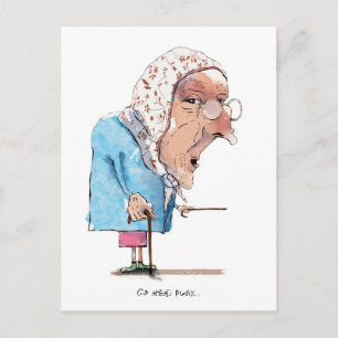 A vovó fica com cartão postal.