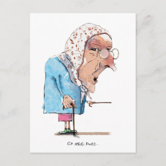 A vovó fica com cartão postal.