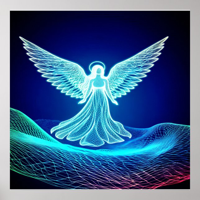 A White Glowing Angel Resting in His Hand Poster (Frente)