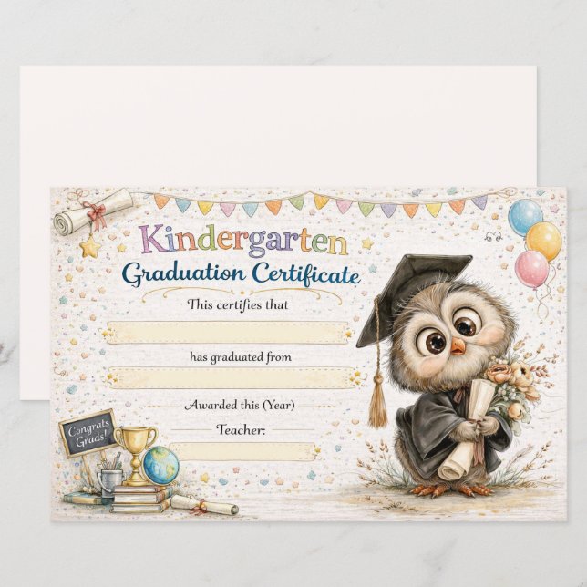 A Wise Little Owl Celebrating Graduation (Frente/Verso)