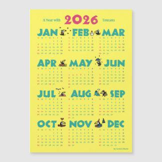 A Year with Toucans: Calendar 2026-Y マグネットカード