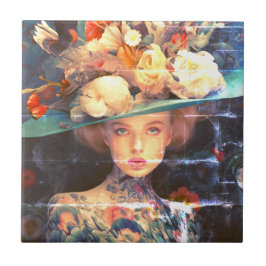 A Young Woman With a Tattooed Body and Bold Hat