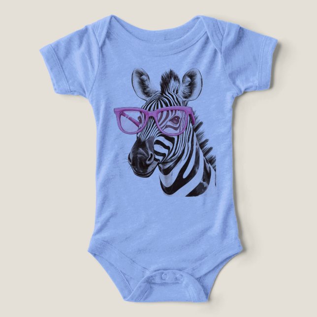 A Zebra com Óculos Rosa (azul) (Design frontal)