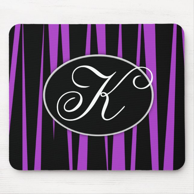 A zebra roxa listra Mousepads Monogrammed (Frente)