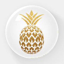 Abacaxi Brilhante Dourado Elegante Branco