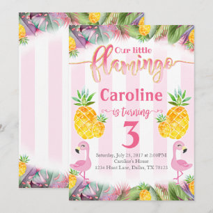 Abacaxi Convite de aniversário Flamingo