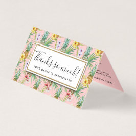 Abacaxi e Flores de Hibiscus Aquarela Obrigado